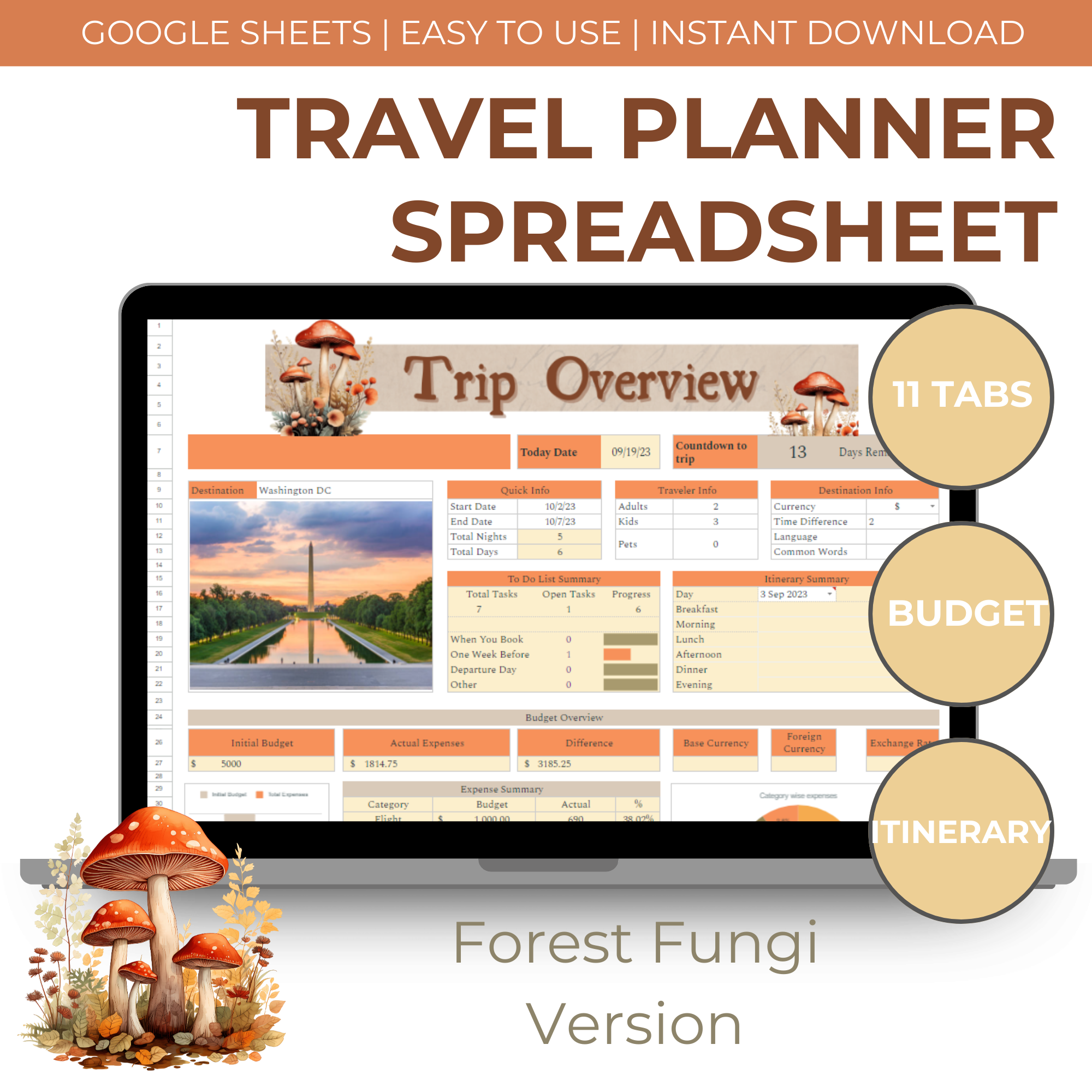Travel Planner Spreadsheet Walkthrough