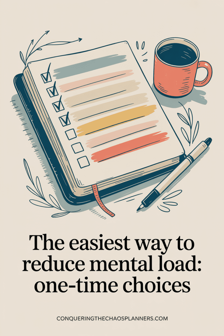 The easiest way to reduce mental load: one time choices. Decision fatigue is real