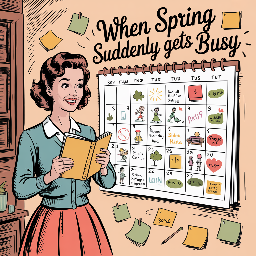 illustration of spring schedule becoming busy with events and activities